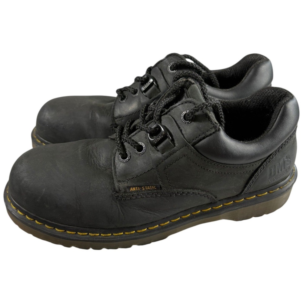 VTG Dr. Martens Steel Toe Work Shoes Mens 10 Black Durable Workwear Premium Y2K
